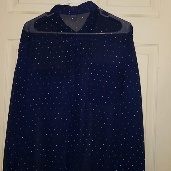 OLD NAVY POLKA DOT NAVY BLUE BLOUSE SIZE XL - Picture 4 of 4